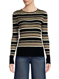 Frame Panel-Stripe Metallic Ribbed Pullover Sweater at Saks Fifth Avenue